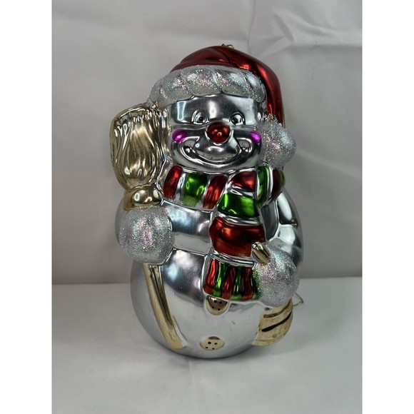 Snowman Christmas Ornament -Mercury Glass - Large 9” Tall - Picture 2 of 9